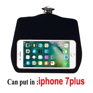Gourd-shaped black velvet evening clutch with diamond clasp fits iPhone 7 Plus
