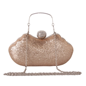 Glitter Evening Bag Rhinestone Ball Lock Clutch Wedding Party Handbag With Detachable Chain Strap For Women