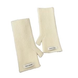 Mitaines tricotées chaudes de couleur unie pour femmes en laine blanc crème