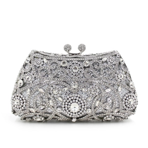 Pochette De Soirée De Luxe Strass Métal Creux Cristal Mariage Fête Sac À Main Femmes Élégant