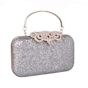 Elegant Sequin Evening Bag Glitter PU Leather Clutch With Rhinestone Buckle And Metal Handle For Wedding Party Women