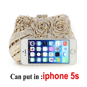Exquisite Abend-Clutch mit Rosen-Strassmustern und Metallverschluss für Damen