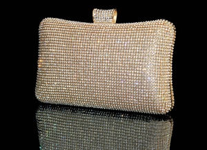 Pochette De Soirée Strass Coque Rigide Scintillant Satin Cachemire Synthétique Mariage Fête Sac À Main Femme