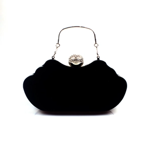 Elegant Velvet Evening Bag With Rhinestone Ball Clasp Wave Design Clutch For Wedding Party Banquet Women