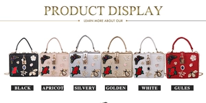 Elegant butterfly embroidery evening bags with pearls and rhinestones in six colors