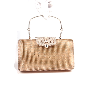 Borsa da Sera di Lusso con Corona di Strass per Donna Matrimonio Festa Elegante Pochette con Manico a Catena Oro Argento Nero
