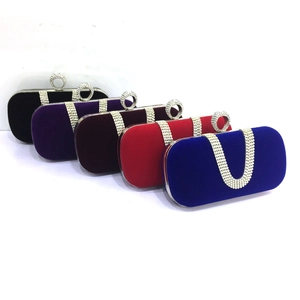 U-shaped rhinestone velvet evening clutch bags in multiple colors with ring handles