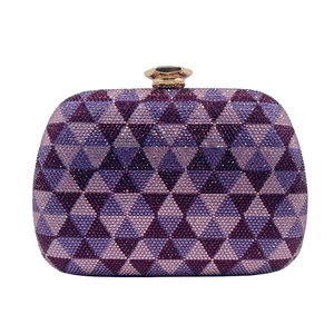 Luxuriöse Strass-Abendtasche mit lila geometrischem Dreiecksmuster aus Kristallen