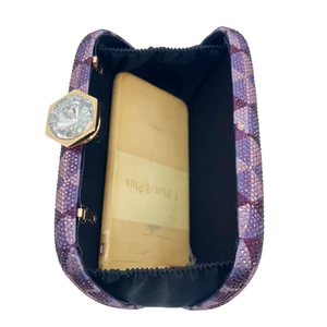 Luxuriöse lila Strass-Abendtasche mit großem Diamantverschluss und geräumigem Innenraum