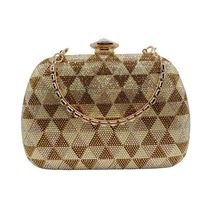 Luxus Damen Abendtasche Mit Geometrischem Dreiecksmuster Aus Strass Gold Silber Metallisch Hartschale Party Hochzeit Handtasche Mit Kettengurt