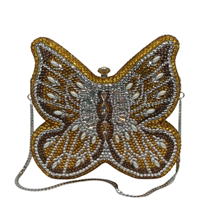 Butterfly Shaped Evening Clutch Bag Full Rhinestone Luxury Party Wedding Handbag With Detachable Metal Chain For Women