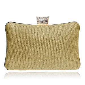 Elegant Women Evening Clutch Bag Synthetic Leather Rhinestone Buckle Party Wedding Social Handbag Formal Accessory