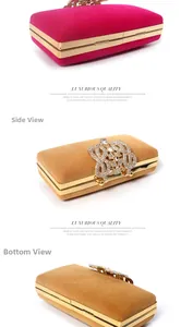 Vue détaillée de la pochette de soirée en velours avec fermoir couronne strass