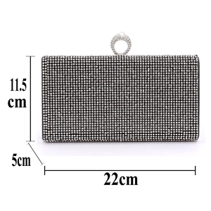 Detail view of crystal mermaid clutch bag dimensions 22x11.5x5cm with ring clasp
