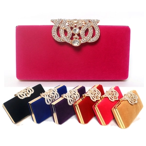 Pochette De Soirée En Velours Pour Femmes Sac À Main Couronne Strass Poignée Métal Luxe Mariage Avec Chaîne