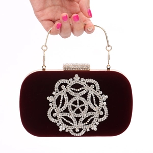 Élégante Pochette De Soirée En Velours Strass Mandala Floral Banquet Fête Sac À Main Poignée En Métal Pour Femme Mariage Bal