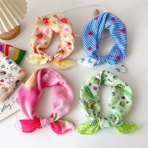 Square Scarf Bandana Floral Heart Print Lightweight Cotton Linen Feel Fashion Neck Head Accessory For Women