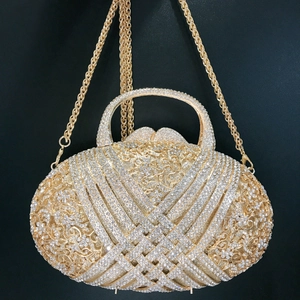Rhinestone Evening Bag Hollow Metal Clutch Handheld Shoulder Chain Luxury Wedding Party Formal Accessory Women
