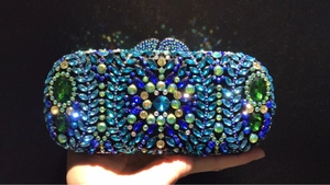 Evening Clutch Bag Rhinestone Crystal Metal Frame Wedding Party Luxury Flower Pattern With Chain Strap