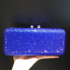 Full Rhinestone Evening Clutch Bag Elegant Crystal Hard Shell Handbag For Wedding Party Banquet With Metal Chain Strap