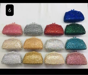 Selection of vibrant luxury hollow metal clutch bags with rhinestones in 13 various colors
