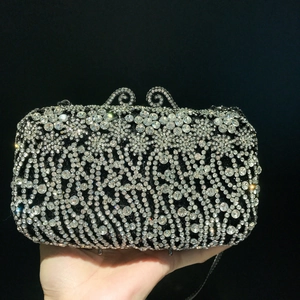 Rhinestone Evening Clutch Bag Crystal Hollow Out Luxury Party Wedding Handbag For Women Metal Elegant Formal Purse