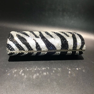 Sparkling zebra pattern crystal clutch bag with diamond rhinestones for evening events