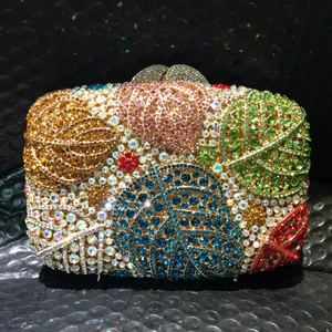Luxus Strass Blatt Abendtasche Metall Ajour Clutch Handtasche Damen Kristall Tasche Für Hochzeit Party Bankett