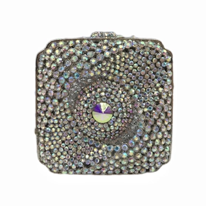 Pochette de soirée carrée de luxe ornée de cristaux AB et d'une pierre centrale
