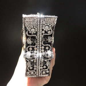 Gothic bat skull rhinestone clutch bag with sparkling crystals for evening dinner parties