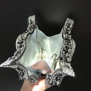 Luxe bat-themed black rhinestone evening clutch bag with sparkling diamond patterns
