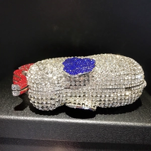 Luxury 3D crystal-embellished elephant evening clutch bag with sparkling diamond finish
