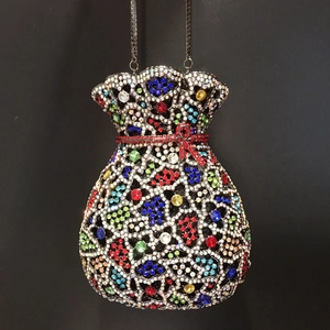 Sac De Soirée De Luxe En Strass Pochette En Métal Cristal Forme Sac D'argent Mariage Soirée Avec Bandoulière Chaîne