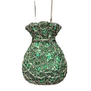 Sac de soirée vert élégant avec métal ajouré et cristaux verts étincelants