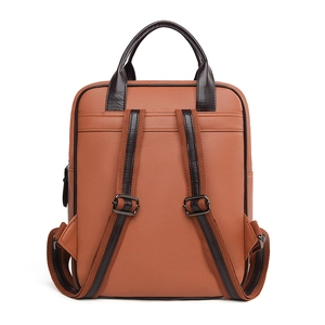 Sac à dos femme en cuir PU marron caramel style vintage britannique avec grande capacité de rangement
