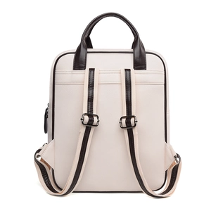 Sac à dos minimaliste en cuir PU beige avec bretelles marron et style vintage anglais