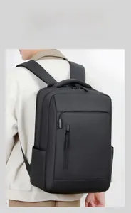 Close-up of waterproof black business backpack with breathable honeycomb shoulder straps