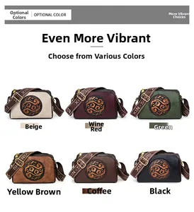 Six colors of vintage embossed crossbody bags with stylish wide graphic shoulder straps