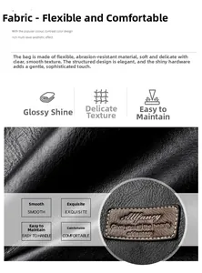 Close-up of black leather texture with durable grain and Allfancy brand label detail