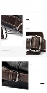 Close-up of durable metal hardware and premium lychee texture leather on tote bag