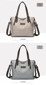 Detail of apricot and blue tote bags showing pebbled faux leather texture and straps
