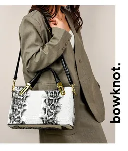 Detail of vintage crocodile pattern handbag featuring gold hardware and elegant snakeskin texture