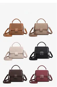 Detailed grid view showcasing various retro matte leather handbag colors with metal buckles