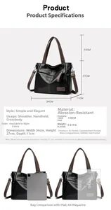 Detaillierte Größenangaben für die schwarze Leder-Einkaufstasche mit Litschi-Muster