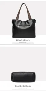 Detailansicht der schwarzen Shopper-Tasche mit Reißverschlussfach und rechteckigem Boden