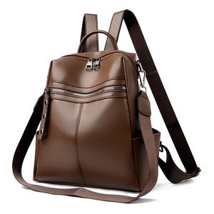 Zaino da donna in similpelle marrone con trama a litchi e stile vintage college