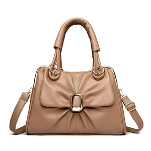 Fashion PU Leather Bow Tote Bag For Women Versatile Handheld Shoulder Crossbody Bag Pleated Design Gold Buckle Work Commuting Shopping Large Capacity Handbag