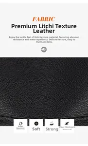 Close-up of durable lychee grain PU leather showing water-resistant and soft texture