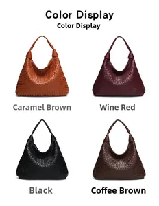 Varietà di borse hobo intrecciate in caramello, rosso vino, nero e marrone caffè