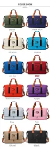 Detailed grid view showcasing 12 colors of versatile nylon travel bags with bottom shoe compartment